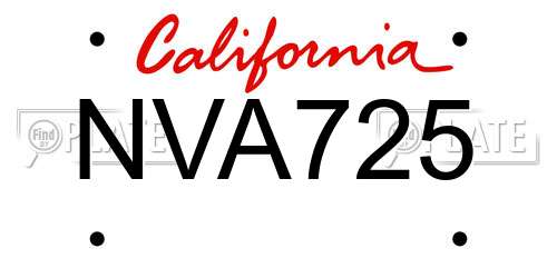NVA725 California License Plate