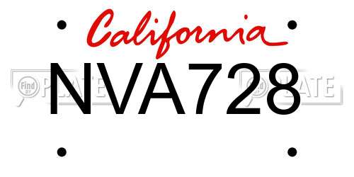 NVA728 California License Plate