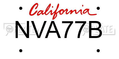 NVA77B California License Plate