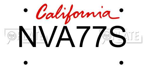 NVA77S California License Plate