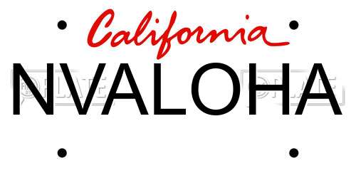 NVALOHA California License Plate