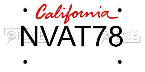 NVAT78 California License Plate