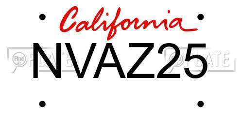 NVAZ25 California License Plate