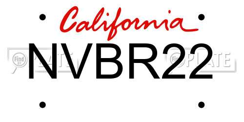 NVBR22 California License Plate