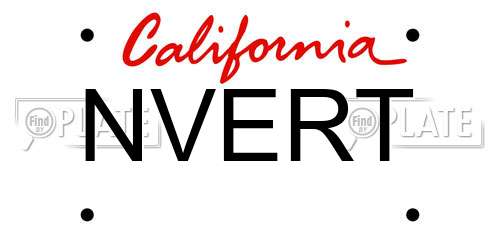 NVERT California License Plate