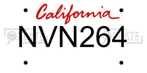 NVN264 California License Plate