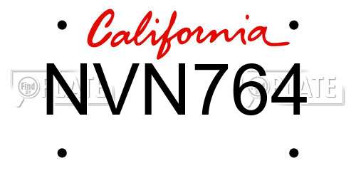 NVN764 California License Plate