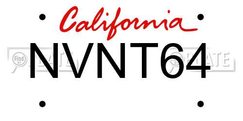 NVNT64 California License Plate