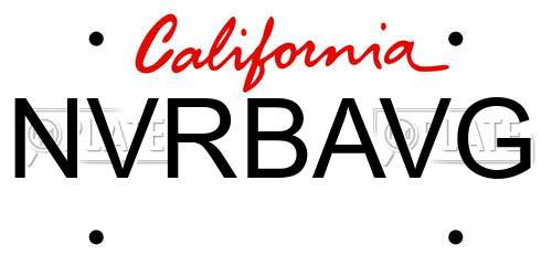 NVRBAVG California License Plate