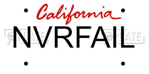 NVRFAIL California License Plate