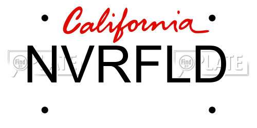 NVRFLD California License Plate