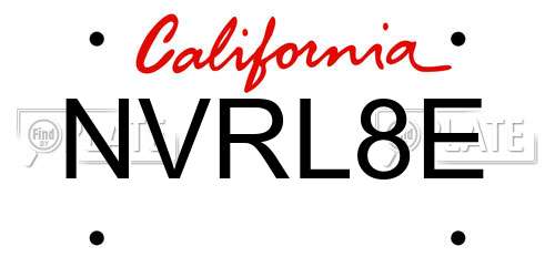 NVRL8E California License Plate