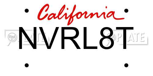 NVRL8T California License Plate