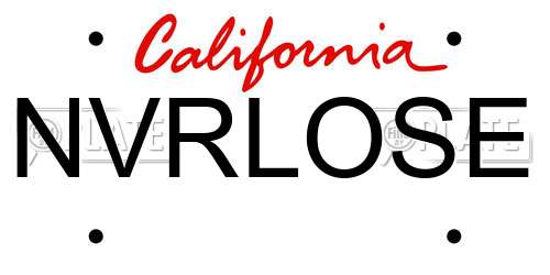 NVRLOSE California License Plate