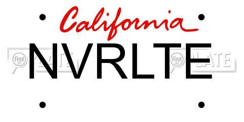 NVRLTE California License Plate