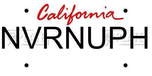 NVRNUPH California License Plate