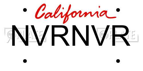 NVRNVR California License Plate