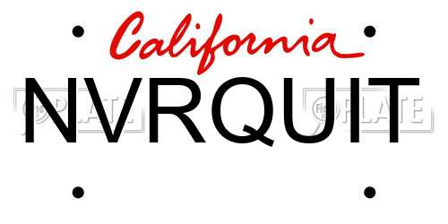 NVRQUIT California License Plate