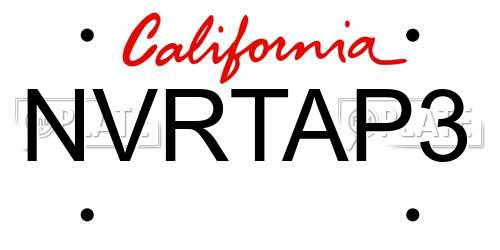 NVRTAP3 California License Plate