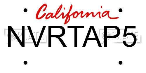 NVRTAP5 California License Plate