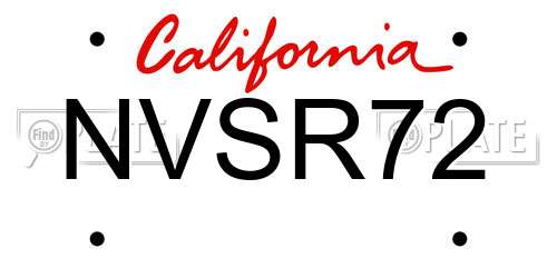 NVSR72 California License Plate