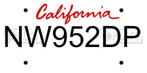 NW952DP California License Plate