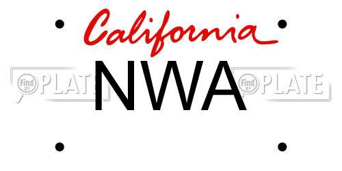 NWA California License Plate