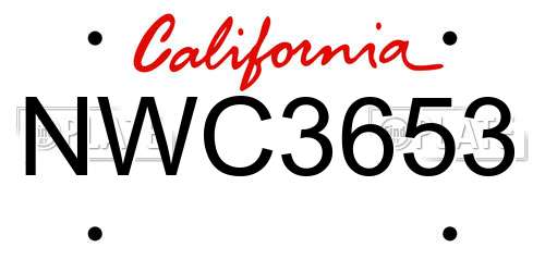 NWC3653 California License Plate