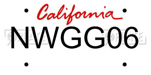 NWGG06 California License Plate