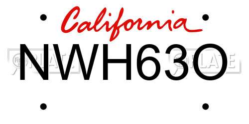 NWH63O California License Plate
