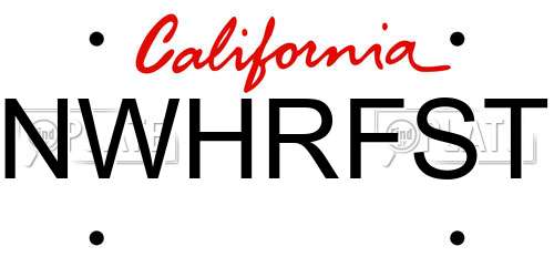 NWHRFST California License Plate