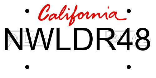 NWLDR48 California License Plate