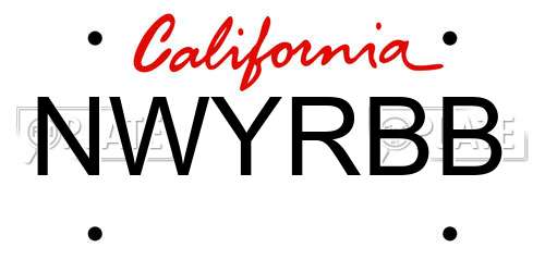 NWYRBB California License Plate