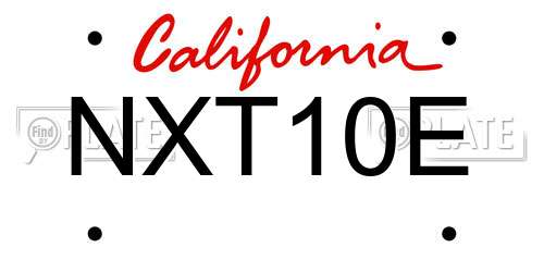 NXT10E California License Plate