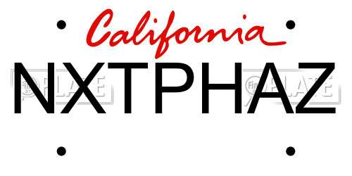 NXTPHAZ California License Plate