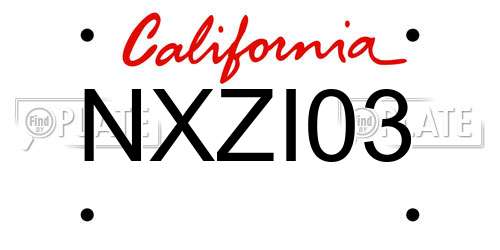 NXZI03 California License Plate