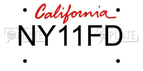 NY11FD California License Plate