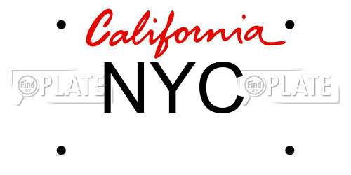 NYC California License Plate