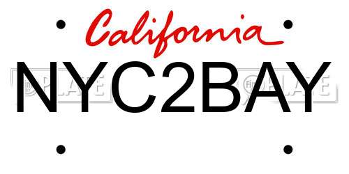 NYC2BAY California License Plate