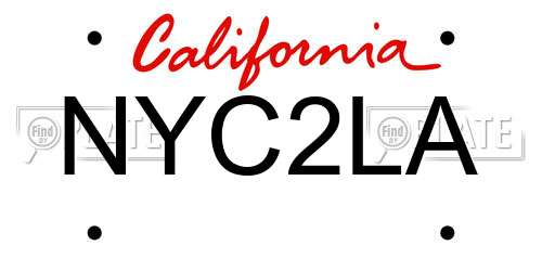 NYC2LA California License Plate