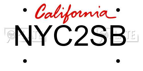 NYC2SB California License Plate