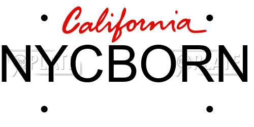 NYCBORN California License Plate