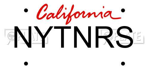 NYTNRS California License Plate