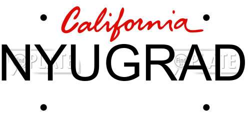 NYUGRAD California License Plate