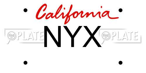 NYX California License Plate