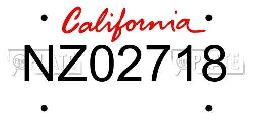 NZ02718 California License Plate