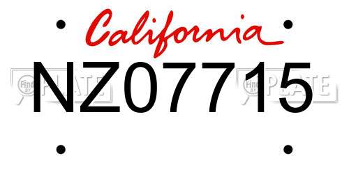 NZ07715 California License Plate