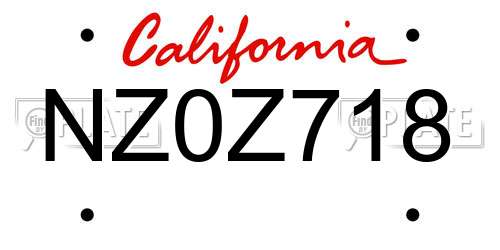 NZ0Z718 California License Plate