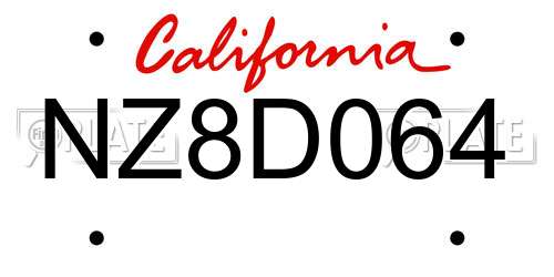 NZ8D064 California License Plate