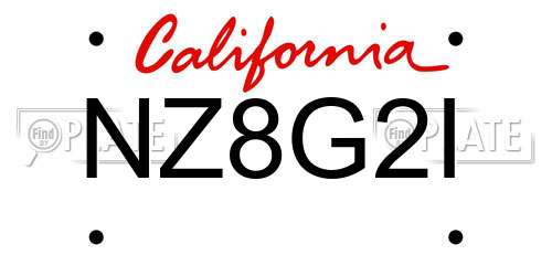 NZ8G2I California License Plate